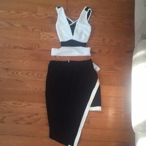 NWT- Sexy Black/ White 2pc Skirt/Top Outfit